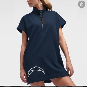 Women's Los Angeles Chargers Navy DKNY Sport Donna Fleece Half-Zip Dress